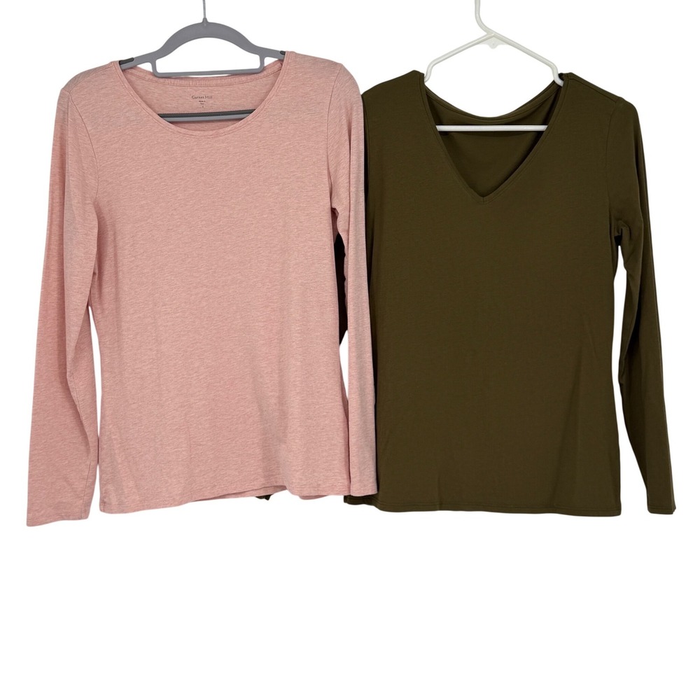 Garnet Hill Women's Small Long Sleeve Top Lot Organic Pima Cotton Tencel 2 Pc